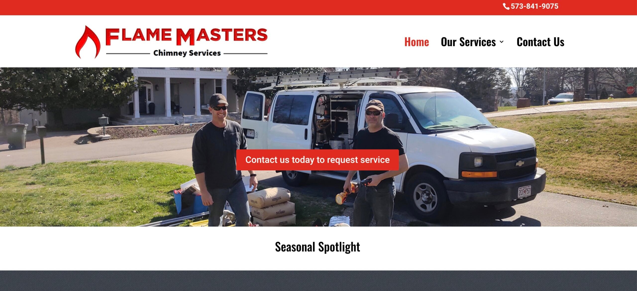 image of Flame Masters' website home page